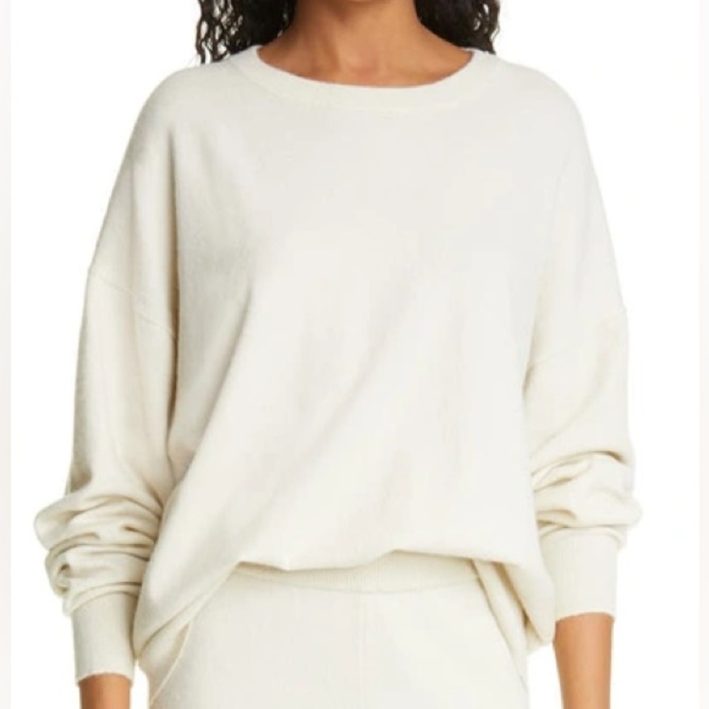 Jenni Kayne Ivory Cashmere Blend Oversized Crewneck Sweater - L